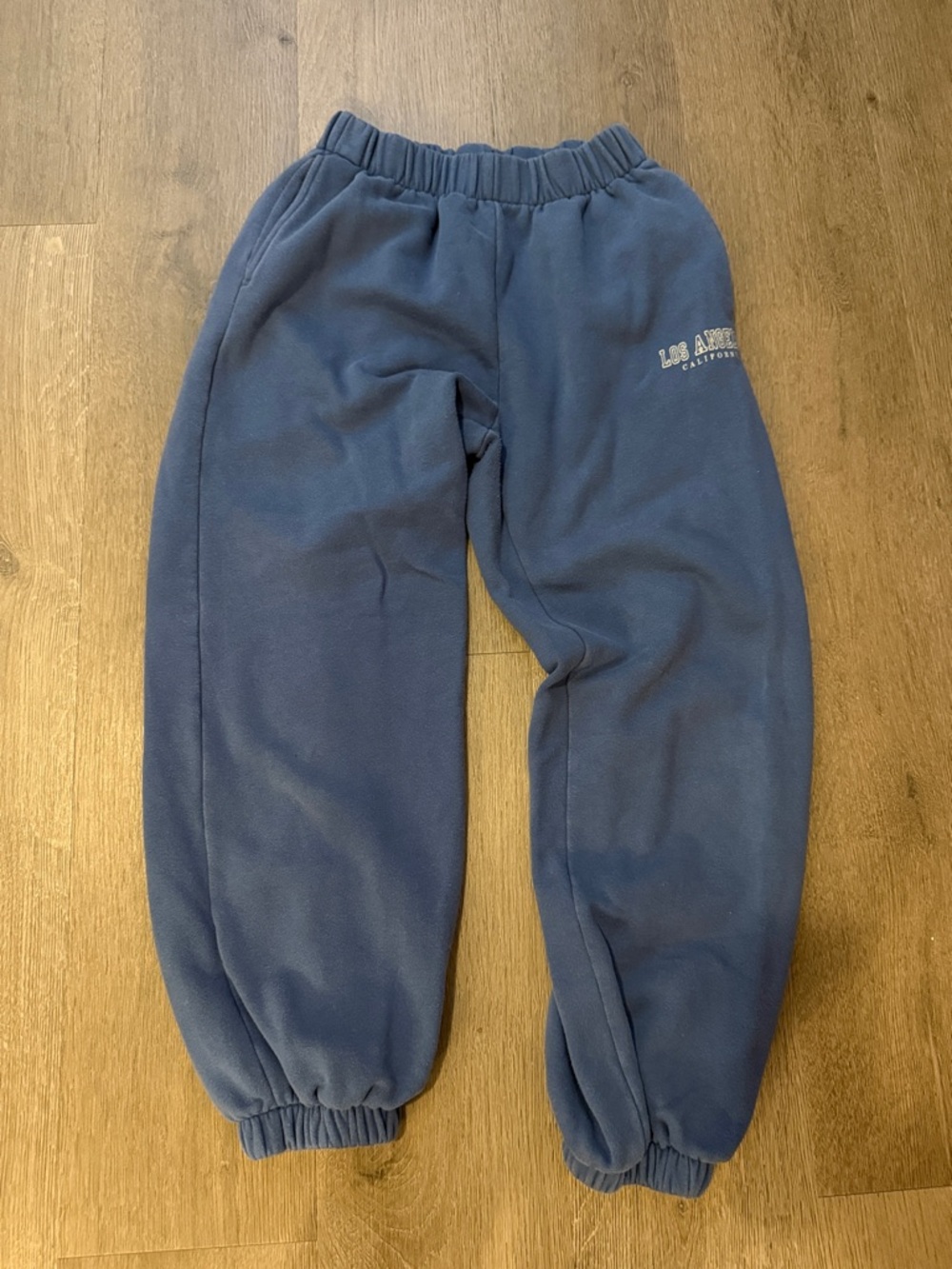 Cozy Navy Fleece Jogger Pants with Los Angeles Embroidery